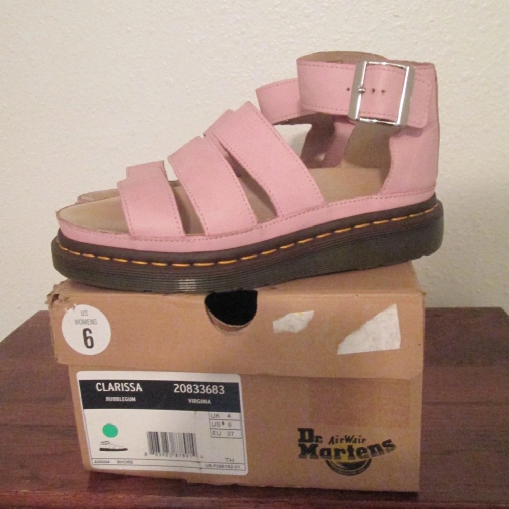 Dr. Martens Pink Sandals with Chunky Sole and Buckle Fastening